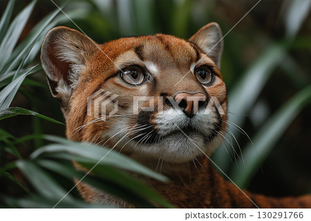 Puma in the Jungle - A Graceful and Ferocious Feline Predator Amidst Nature 130291766