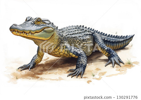 Alligator reptile wildlife in nature, animal predator scaly species and habitat explored 130291776