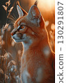 Caracal feline wildcat with distinctive ears at sunset in nature, showcasing its majestic profile 130291807