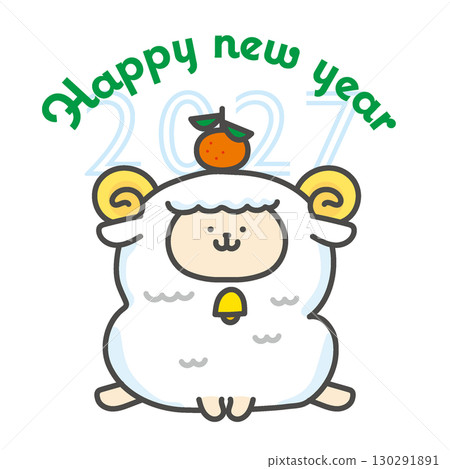 羊年新年賀卡人物插圖 羊年新年賀卡人物插圖 130291891