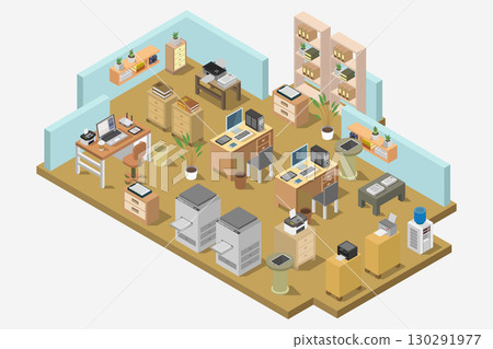 Isometric office room 130291977