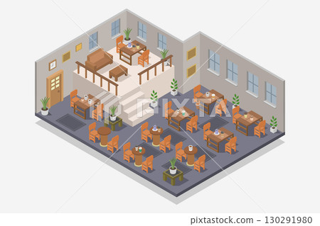 Isometric coffee shop 130291980