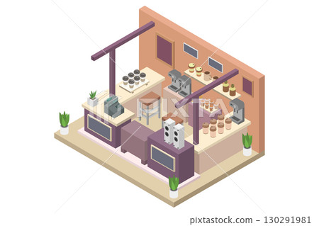 Isometric coffee shop 130291981
