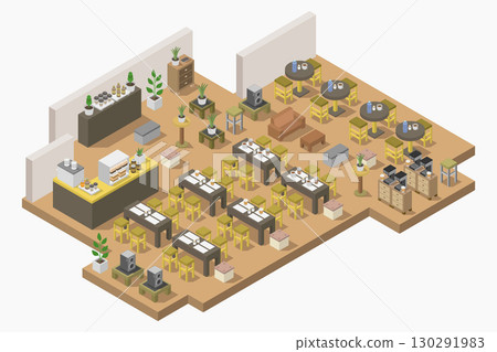 Isometric coffee shop Isometric coffee shop 130291983