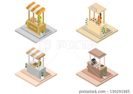 Coffee shop kiosk 130291985