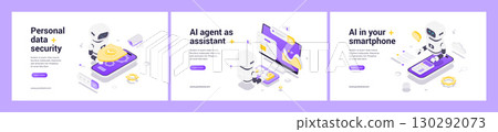 Modern Isometric Web Banner With Artificial Intelligence Robot For Data Security And Mobile Technology Modern Isometric Web Banner With Artificial Intelligence Robot For Data Security And Mobile Technology 130292073
