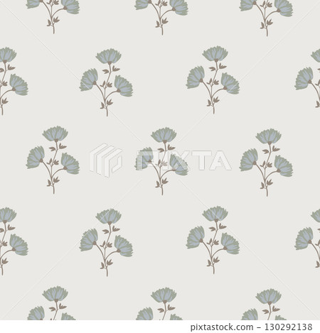Flower pattern block print cream green background with meadow flowers. Farmhouse violet backdrop and floral bunches grandmillenial style Flower pattern block print cream green background with meadow flowers. Farmhouse violet backdrop and floral bunches grandmillenial style 130292138