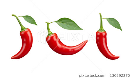 chili pepper with leaf isolated on black background chili pepper with leaf isolated on black background 130292270