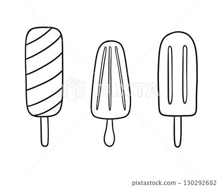 Ice cream hand drawn doodle illustration for cafe, card, birthday card decoration. 130292682