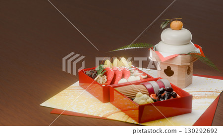 New Year's dishes and Kagami mochi 130292692