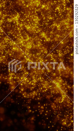 Dense field of glowing golden particles creating a sense of depth and sparkling movement in space Dense field of glowing golden particles creating a sense of depth and sparkling movement in space 130292829