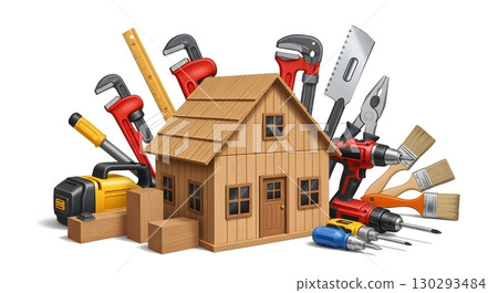 construction tools and equipment for building 130293484