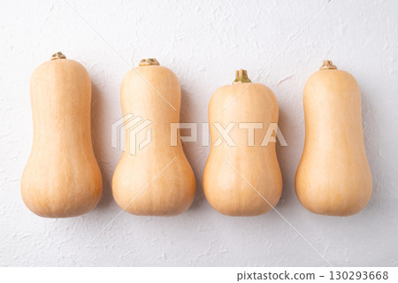 Fresh butternut squash pumpkin on white background, Vegetable in Autumn season, Food ingredient 130293668