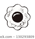 Flower-shaped jam cookie line drawing 130293809
