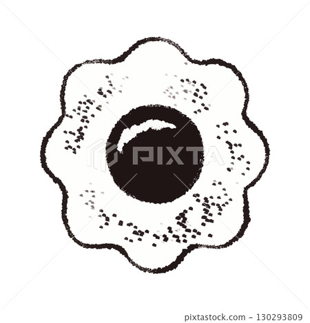 Flower-shaped jam cookie line drawing 130293809