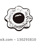 Flower-shaped jam cookie line drawing 130293810