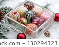 Luxury Handmade Chocolates in a Box for Winter Holidays. 130294323