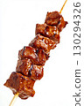 Juicy Grilled Pork Skewer on a White Background. 130294326