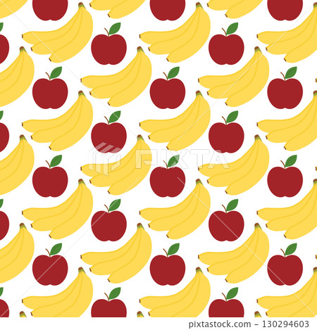 Bananas bunch and Ripe Apple with leaf Seamless Pattern Harvesting Holidays or Kwanzaa Backdrop idea 130294603