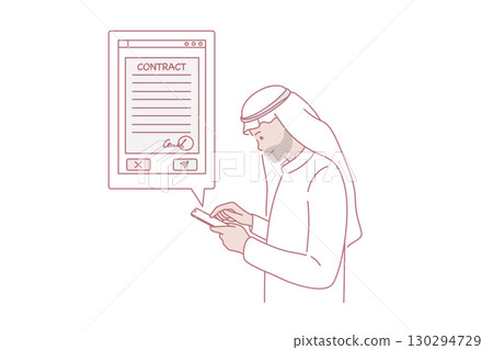 Arab business contracts online concept Arab business contracts online concept 130294729