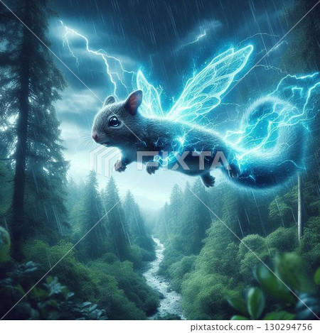 A flying squirrel with mysterious blue wings 130294756