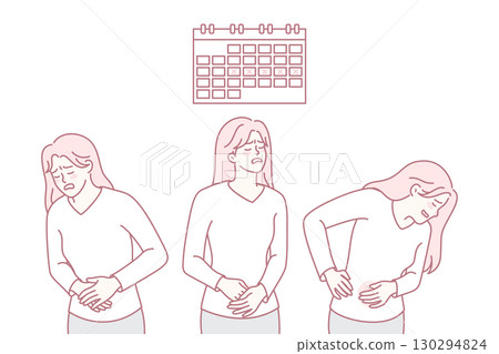 Unhealthy woman suffer from painful periods Unhealthy woman suffer from painful periods 130294824