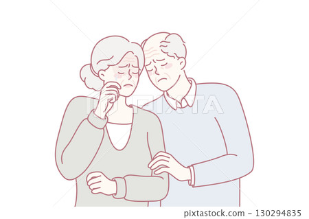 Unhappy mature couple crying Unhappy mature couple crying 130294835