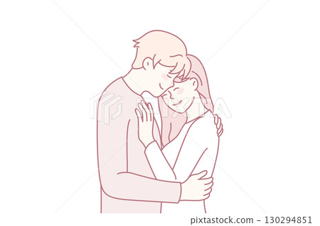 Happy couple hug show love and affection 130294851