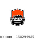 Hodrod Car logo design. Emblem concept, Black and white isolated vector. 130294985