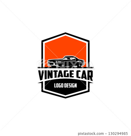 Hodrod Car logo design. Emblem concept, Black and white isolated vector. 130294985