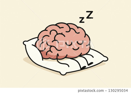 brain sleeping on pillow, generative AI brain sleeping on pillow, generative AI 130295034