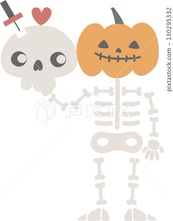happy halloween holiday festival with skeleton, flat png illustration cartoon character design 130295332