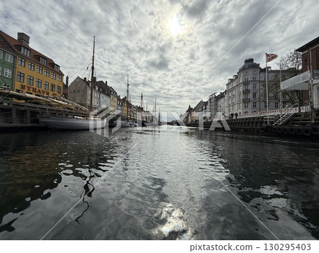 Scenic summer view of color buildings and boats of Nyhavn in Copenhagen, Denmark Scenic summer view of color buildings and boats of Nyhavn in Copenhagen, Denmark 130295403