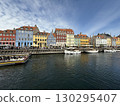Scenic summer view of color buildings and boats of Nyhavn in Copenhagen, Denmark 130295407