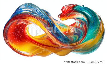 Colorful abstract glass ribbon forming an infinity symbol Colorful abstract glass ribbon forming an infinity symbol 130295759