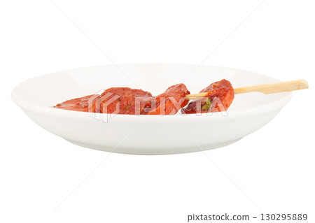 Thai Meatballs on White Plate with White Background 130295889