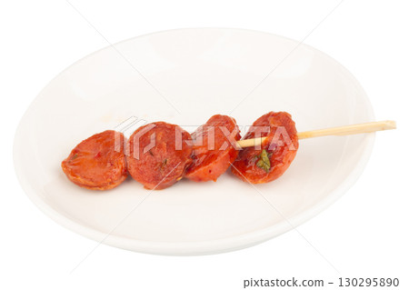 Thai Meatballs on White Plate with White Background Thai Meatballs on White Plate with White Background 130295890