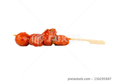 Thai Meatballs on White Plate with White Background Thai Meatballs on White Plate with White Background 130295897