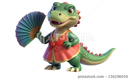 Giganotosaurus on the Chinese theme, isolated on a transparent background PNG, full size, cute cartoon. Giganotosaurus on the Chinese theme, isolated on a transparent background PNG, full size, cute cartoon. 130296030