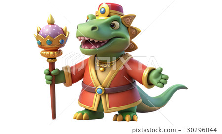 Giganotosaurus on the Chinese theme, isolated on a transparent background PNG, full size, cute cartoon. Giganotosaurus on the Chinese theme, isolated on a transparent background PNG, full size, cute cartoon. 130296044