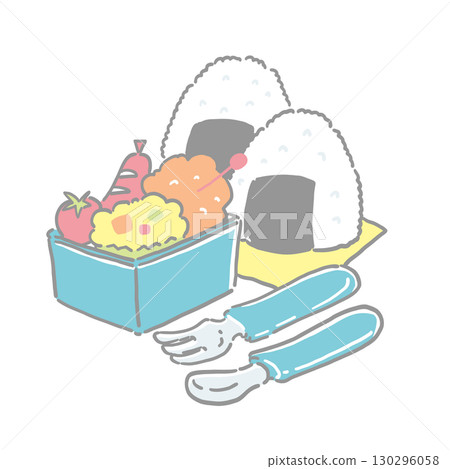 Colorful illustration of a children's lunch box Colorful illustration of a children's lunch box 130296058