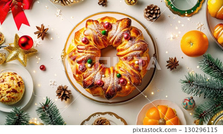 Festive Roscón de Reyes Pastry 130296115