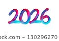Colorful 2026 typography made of vibrant brush strokes. Modern abstract design for New Year greeting cards, posters, banners and creative projects. 130296270