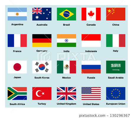 G20 Member States Flag Set 130296367