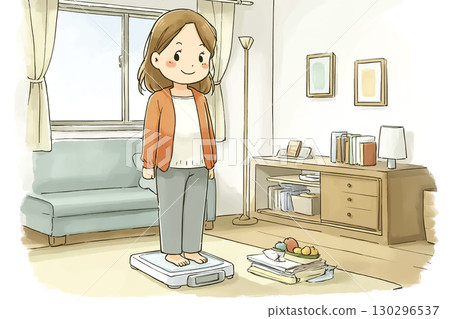 A woman on a scale 130296537