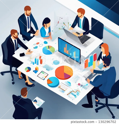 businessman and businesswomen working in office 130296702