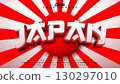 Asian Japan 3D Text Effect Design Editable Vector Graphic Style with Shadow and Red White Lettering on Japanese Flag Pattern Background. Premium Scalable Business Typography Illustration Mockup 130297010