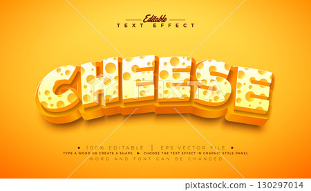Cheese 3D Text Effect Design Editable and Scalable Vector Graphic Style Effect with 3d Holey Lettering on Yellow Background. Premium Typography Mockup Illustration Template for Greeting Card, Flyer Cheese 3D Text Effect Design Editable and Scalable Vector Graphic Style Effect with 3d Holey Lettering on Yellow Background. Premium Typography Mockup Illustration Template for Greeting Card, Flyer 130297014