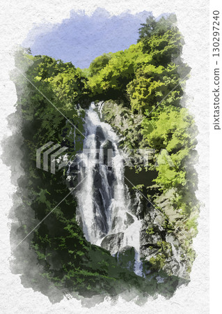 岡山縣真庭市神場瀑布的水彩畫 130297240