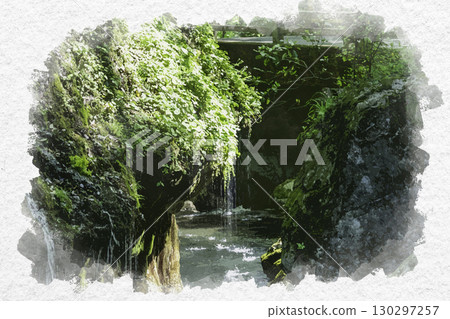 Watercolor painting of Kanba Falls and Tamatare Falls in Maniwa City, Okayama Prefecture Watercolor painting of Kanba Falls and Tamatare Falls in Maniwa City, Okayama Prefecture 130297257